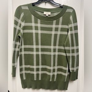 3/4 sleeve plaid sweater